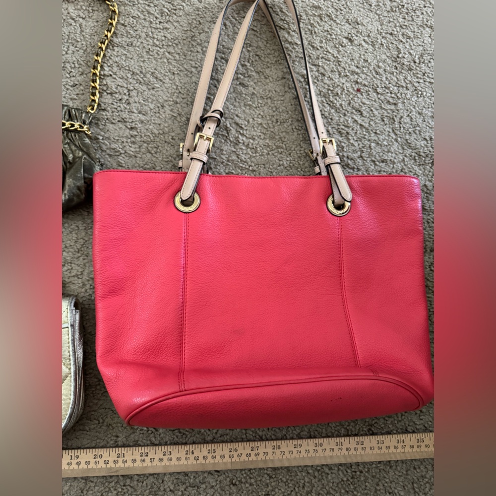 Michael Kors Bedford Coral Pebbled Leather Tote Handbag bundle of 4 purses - Picture 11 of 15